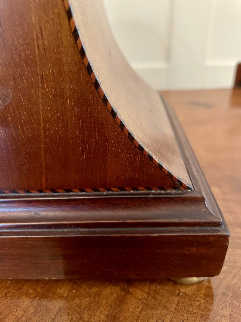 Large Antique Edwardian Inlaid Mahogany Balloon Shaped Mantel Clock - Image 9